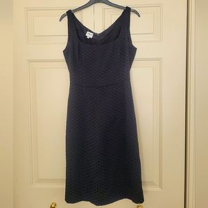 Armani Collezioni Black Textured Sleeveless Wool Blend Dress